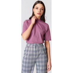 T-shirty damskie: NA-KD Basic T-shirt Basic z rękawami trzy- czwarte – Purple