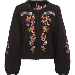 Kardigan ludowy bonprix czarny z nadrukiem. Czarne swetry damskie bonprix, z nadrukiem. Za 79,99 zł.