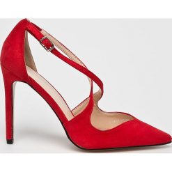 Public Desire - Szpilki. Czerwone sandały damskie Public Desire, bez wzorów, z materiału, bez obcasa, na obcasie, bez zapięcia. W wyprzedaży za 149,90 zł.