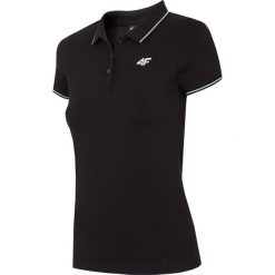 Koszulka polo damska TSD013 - głęboka czerń. Czarne koszulki damskie marki 4f, bez wzorów, z bawełny, polo, bez rękawów. Za 59,99 zł.