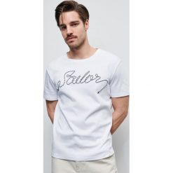 T-shirt z napisem - Kremowy. Białe t-shirty męskie Reserved, s, z napisami, bez kołnierzyka. Za 49,99 zł.