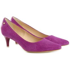Buty ślubne damskie: Skórzane czółenka w kolorze fioletowym