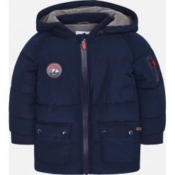 Mayoral - Kurtka dziecięca 92-134 cm. Niebieskie kurtki chłopięce Mayoral, bez wzorów, z poliesteru, krótkie, z kapturem. W wyprzedaży za 129,90 zł.