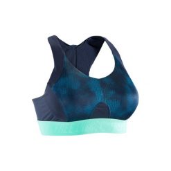Stanik fitness kardio 500. Czarne biustonosze sportowe damskie marki DOMYOS, l, bez wzorów, z elastanu, na fitness i siłownię. Za 49,99 zł.