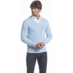 Polo Club C.H.A sweter męski M jasnoniebieski. Niebieskie swetry męskie Polo Club C.H..A, m, bez wzorów, polo, bez kaptura. W wyprzedaży za 199,00 zł.
