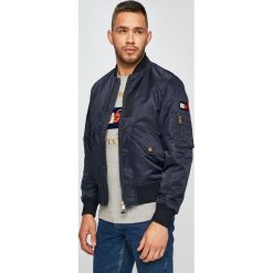 Tommy Hilfiger - Kurtka bomber. Niebieskie płaszcze męskie TOMMY HILFIGER, xl, bez wzorów, z elastanu, krótkie, bez kaptura. W wyprzedaży za 699,90 zł.