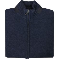Granatowy sweter męski - półgolf rozpinany na zamek SW57. Niebieskie swetry męskie Lanieri Fashion - swetry męskie, m, bez wzorów, z wełny, casualowe, z golfem, bez kaptura. Za 242,10 zł.