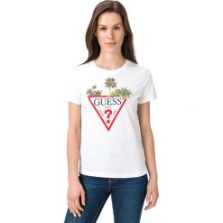 Guess Koszulka Biały. Białe podkoszulki męskie Guess, xs, z nadrukiem, z bawełny, bez kołnierzyka, z krótkim rękawem. Za 157,95 zł.