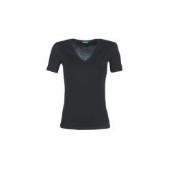 T-shirty z krótkim rękawem Benetton FELINO. Czarne t-shirty damskie Benetton, s, bez wzorów, bez kołnierzyka. Za 49,00 zł.