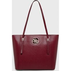 Guess Jeans - Torebka. Brązowe torby damskie na zakupy Guess Jeans, z aplikacjami, z bawełny, na ramię, duże, bez dodatków. W wyprzedaży za 429,90 zł.