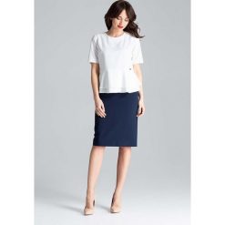 Ecru Elegancka Bluzka z Podwójną Baskinką. Bluzki damskie Molly.pl, s, bez wzorów, eleganckie, z podwójnym kołnierzykiem, z krótkim rękawem. Za 129,90 zł.