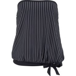 Top plażowy tankini bonprix czarno-biały. Czarne stroje kąpielowe damskie bonprix, w paski, bez kołnierzyka. Za 89,99 zł.