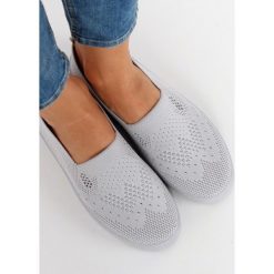 Trampki ażurowe szare. Szare buty sportowe damskie FunKee.pl, bez wzorów, z tkaniny, sportowe, trekkingowe. Za 85,99 zł.