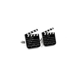 Grafitowo-czarne spinki do mankietów - klaps filmowy U12. Szare spinki do mankietów męskie Modini Moda Męska, ze stali. Za 49,51 zł.