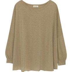 Koszulka w kolorze beżowym. Brązowe t-shirty damskie American Vintage, s, z bawełny, z okrągłym kołnierzem, z długim rękawem. W wyprzedaży za 99,95 zł.