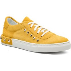 Sneakersy EVA MINGE - EM-10-05-000092 852. Żółte półbuty damskie Eva Minge, ze skóry. W wyprzedaży za 239,00 zł.