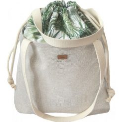 Torebka worek "DUOBAG" materiałowa, kremowa w palmy. Białe torebki worki damskie me&BAGS, bez wzorów, z tkaniny, duże, bez dodatków. Za 199,00 zł.