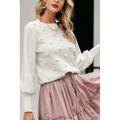 Sweter damski POINTY. Białe bluzy damskie Sweter damski POINTY, uniwersalny, bez wzorów, bez rękawów, bez kaptura. W wyprzedaży za 89,00 zł.