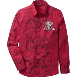 Koszula z długim rękawem Slim Fit bonprix ciemnoczerwony z nadrukiem. Czerwone koszule męskie na spinki marki Cropp, l. Za 79,99 zł.