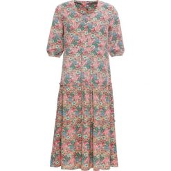 Sukienka bonprix jasnoróżowo-zielony z nadrukiem. Różowe sukienki damskie bonprix, z nadrukiem, z dekoltem w serek, z długim rękawem, długie, maxi. Za 179,99 zł.
