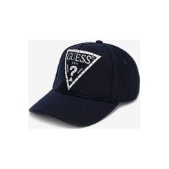 Guess Czapka z daszkiem Niebieski. Niebieskie czapki damskie Guess, z aplikacjami, z wełny. Za 188,95 zł.