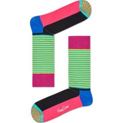 Happy Socks - Skarpety Half Stripe. Zielone skarpetki męskie marki Happy Socks, z bawełny. W wyprzedaży za 24,90 zł.