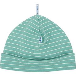 Czapka "Hitti Uusi" w kolorze zielonym. Zielone czapeczki niemowlęce w paski, ze skóry. W wyprzedaży za 49,95 zł.