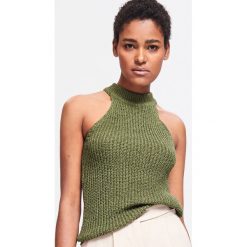 Dzianinowy top - Khaki. Brązowe topy damskie marki Reserved, s, bez wzorów, z dzianiny, bez kołnierzyka. Za 69,99 zł.