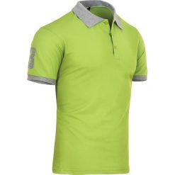 Koszulka polo męska slim seledynowa Recea. Zielone koszulki męskie Recea, xl, z aplikacjami, z bawełny, bez rękawów. Za 29,99 zł.