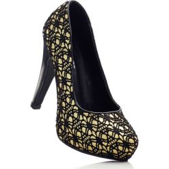 Buty ślubne damskie: Czółenka bonprix czarno-złoty