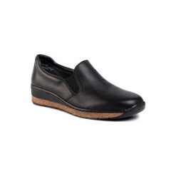 RIEKER 59766-00. Czarne półbuty damskie Rieker, ze skóry. Za 249,99 zł.