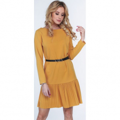 Musztardowa sukienka elegancka 3159. Brązowe bez kategorii marki Fasardi, eleganckie. Za 89,00 zł.