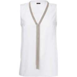 Bluzka Guess W93H80 WAF20. Białe bluzki damskie Guess, s, z aplikacjami, z poliesteru, bez kołnierzyka, bez rękawów. W wyprzedaży za 209,00 zł.