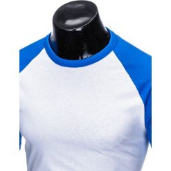 T-SHIRT MĘSKI BEZ NADRUKU S877 - BIAŁY/NIEBIESKI. Białe t-shirty męskie z nadrukiem Inny, m. Za 29,00 zł.