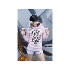 Bluza Black Rose. Różowe bluzy damskie marki ŁAP NAS, s, z nadrukiem, z bawełny, bez rękawów, bez kaptura. Za 169,00 zł.