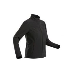 Kurtka Softshell trekkingowa - TREK 100 WINDWARM damska. Czarne kurtki damskie FORCLAZ, xl, bez wzorów, z elastanu, bez kaptura, trekkingowe. Za 119,99 zł.