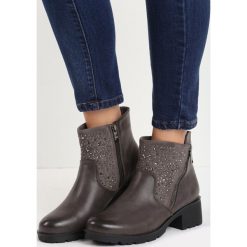 Szare Botki Drizzling. Szare buty zimowe damskie Born2be, na niskim obcasie. Za 89,99 zł.