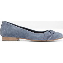 Baleriny skórzane bonprix szaro-niebieski. Niebieskie baleriny damskie bonprix, bez wzorów, bez obcasa. Za 54,99 zł.