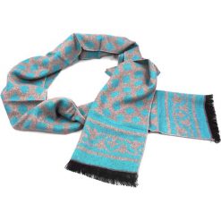 Szaro-turkusowy szal męski I20. Szare szaliki męskie Modini Moda Męska, bez wzorów, z wiskozy. W wyprzedaży za 49,51 zł.