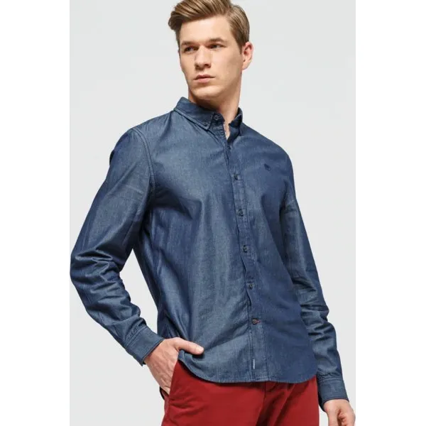 Timberland Koszula Ls Mumford River Modern Chambray Classic , granatowy, rozmiar M. Niebieskie koszule męskie Timberland, m, z haftami, z bawełny, bez kołnierzyka, bez rękawów. Za 399,99 zł.