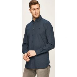 Trussardi Jeans - Koszula. Niebieskie koszule męskie Trussardi Jeans, bez wzorów, z elastanu, casualowe, z włoskim kołnierzykiem, z długim rękawem. Za 399,90 zł.