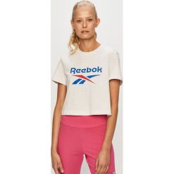Reebok Classic - T-shirt. Białe topy damskie Reebok Classic, s, z nadrukiem, z elastanu, z okrągłym kołnierzem. Za 79,90 zł.