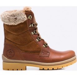 Panama Jack - Botki. Szare buty zimowe damskie Panama Jack, z materiału, na obcasie, na sznurówki. W wyprzedaży za 449,90 zł.