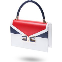 TOREBKA Elisabetta Franchi. Białe torebki worki damskie Elisabetta Franchi, z aplikacjami, ze skóry ekologicznej, do ręki, z tłoczeniem, z aplikacjami. Za 1219,00 zł.