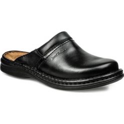 Klapki JOSEF SEIBEL - Max 10663 37 600 Schwarz. Czarne klapki męskie Josef Seibel, bez wzorów, ze skóry. Za 229,00 zł.