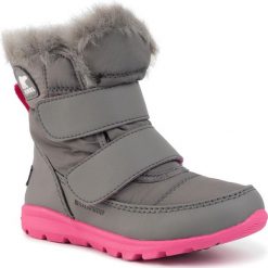 Śniegowce SOREL - Childrens Whitney Strap NC2940 Quarry/Ultra Pink 052. Szare śniegowce dziewczęce Sorel, bez zapięcia. W wyprzedaży za 279,00 zł.