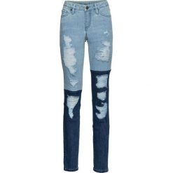Dżinsy SKINNY z wstawkami bonprix niebieski bleached. Niebieskie jeansy damskie skinny bonprix, z jeansu. Za 99,99 zł.