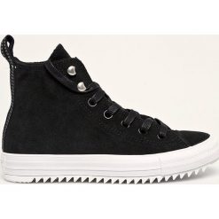 Converse - Trampki skórzane. Czarne trampki i tenisówki damskie Converse, bez wzorów, ze skóry, na sznurówki. W wyprzedaży za 359,90 zł.