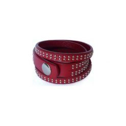 Bransoletka Red Leather. Pomarańczowe bransoletki damskie marki Moderntime, ze skóry, ze stali. Za 39,90 zł.