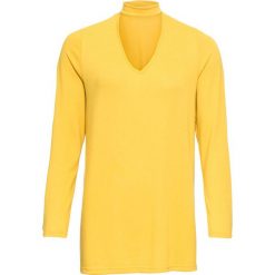 Shirt z opaską choker, w optyce dzianiny bonprix żółty curry. Żółte opaski damskie marki bonprix, z dzianiny. Za 34,99 zł.